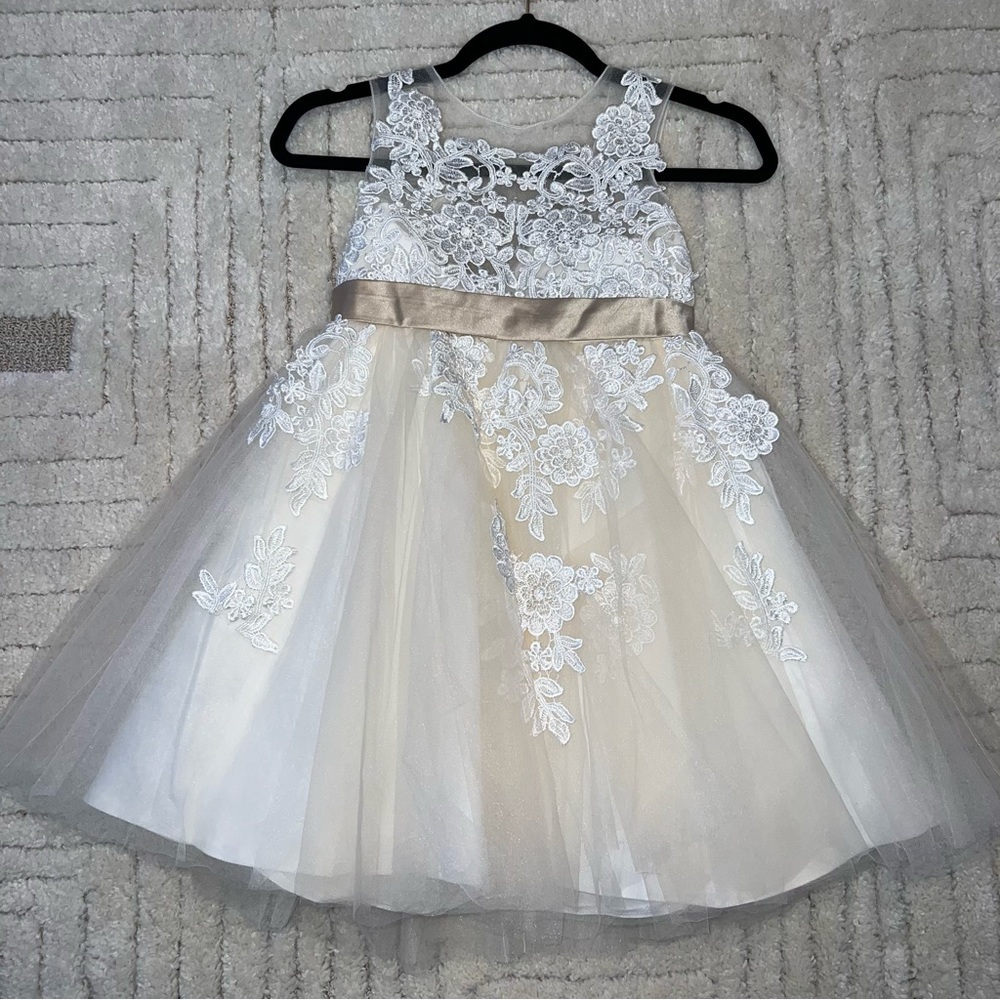 Miama White Lace Tulle Wedding Flower Girl First Communion Jr Bridesmaid Dress 8